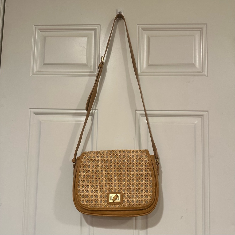 Talbots Women's Natural Caning Rattan Crossbody Bag